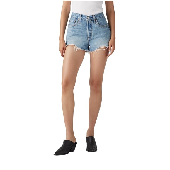 Levi’s 501 High Rise Button Fly Denim Shorts Blue Size 28 #1596 - Picture 1 of 8
